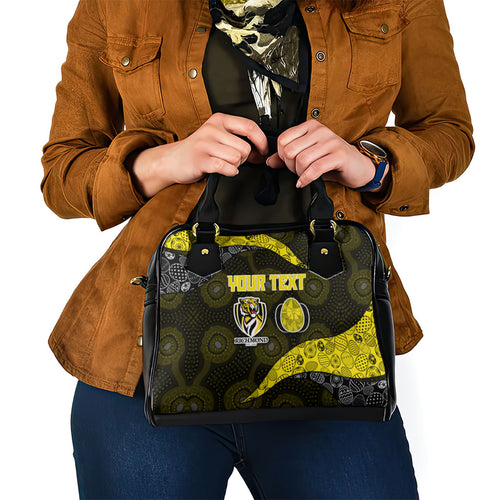 Personalized Richmond Football Shoulder Handbag Easter Egg Pattern Yellow Black Tribal Dot Art Style
