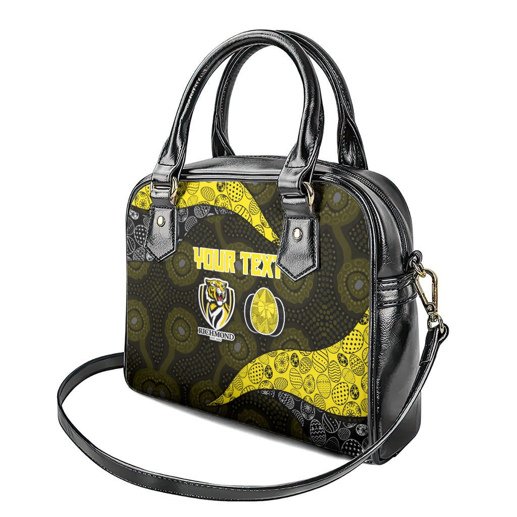 Personalized Richmond Football Shoulder Handbag Easter Egg Pattern Yellow Black Tribal Dot Art Style