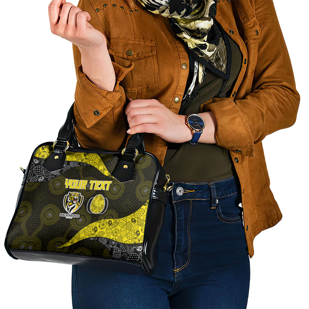 Personalized Richmond Football Shoulder Handbag Easter Egg Pattern Yellow Black Tribal Dot Art Style