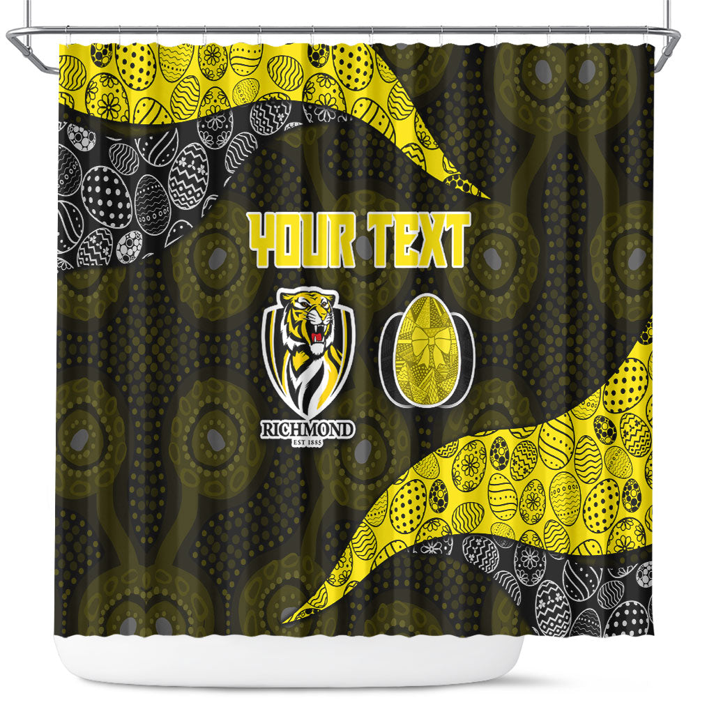 Personalized Richmond Football Shower Curtain Easter Egg Pattern Yellow Black Tribal Dot Art Style