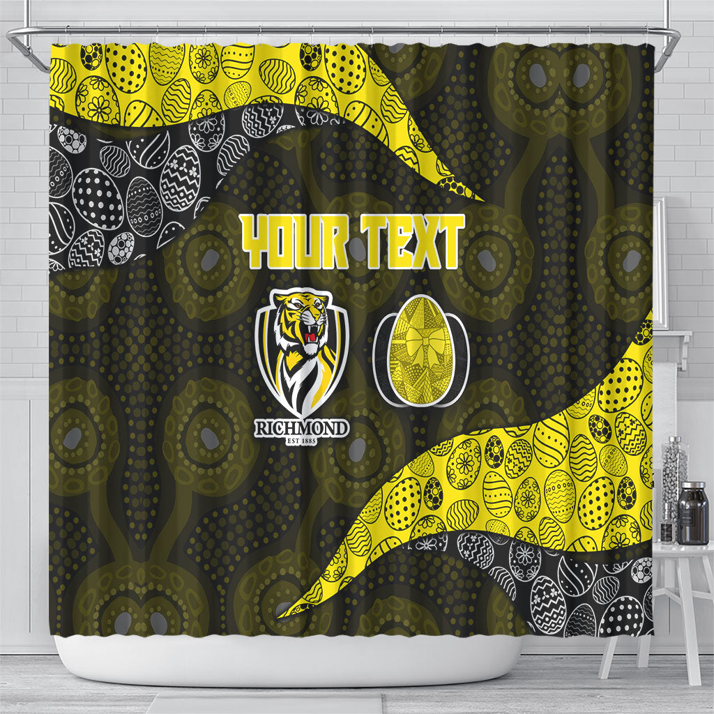 Personalized Richmond Football Shower Curtain Easter Egg Pattern Yellow Black Tribal Dot Art Style