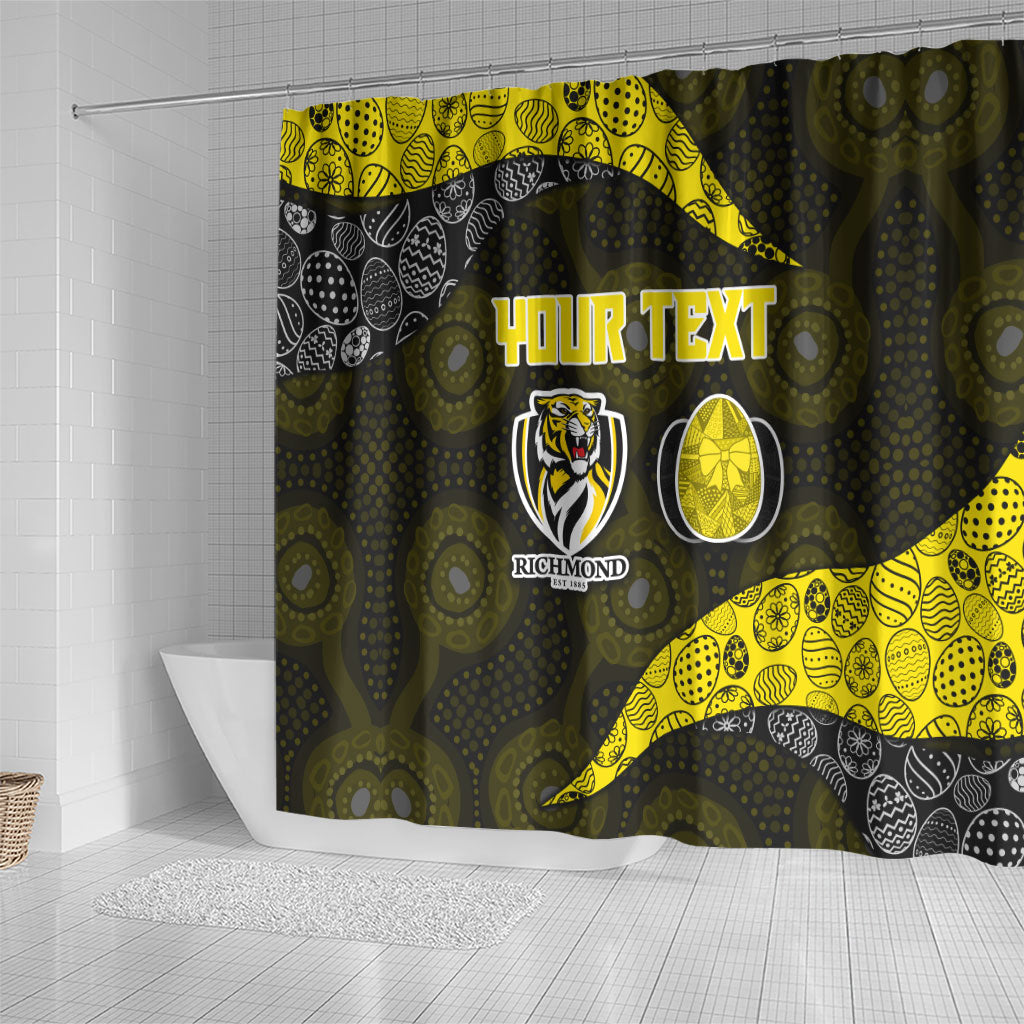 Personalized Richmond Football Shower Curtain Easter Egg Pattern Yellow Black Tribal Dot Art Style