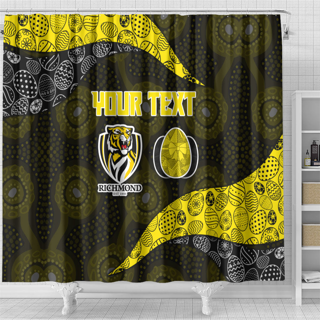 Personalized Richmond Football Shower Curtain Easter Egg Pattern Yellow Black Tribal Dot Art Style