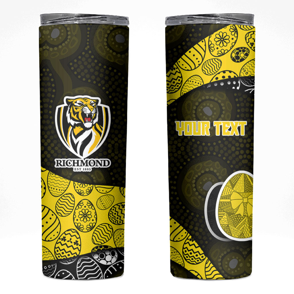 Personalized Richmond Football Skinny Tumbler Easter Egg Pattern Yellow Black Tribal Dot Art Style