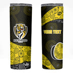Personalized Richmond Football Skinny Tumbler Easter Egg Pattern Yellow Black Tribal Dot Art Style