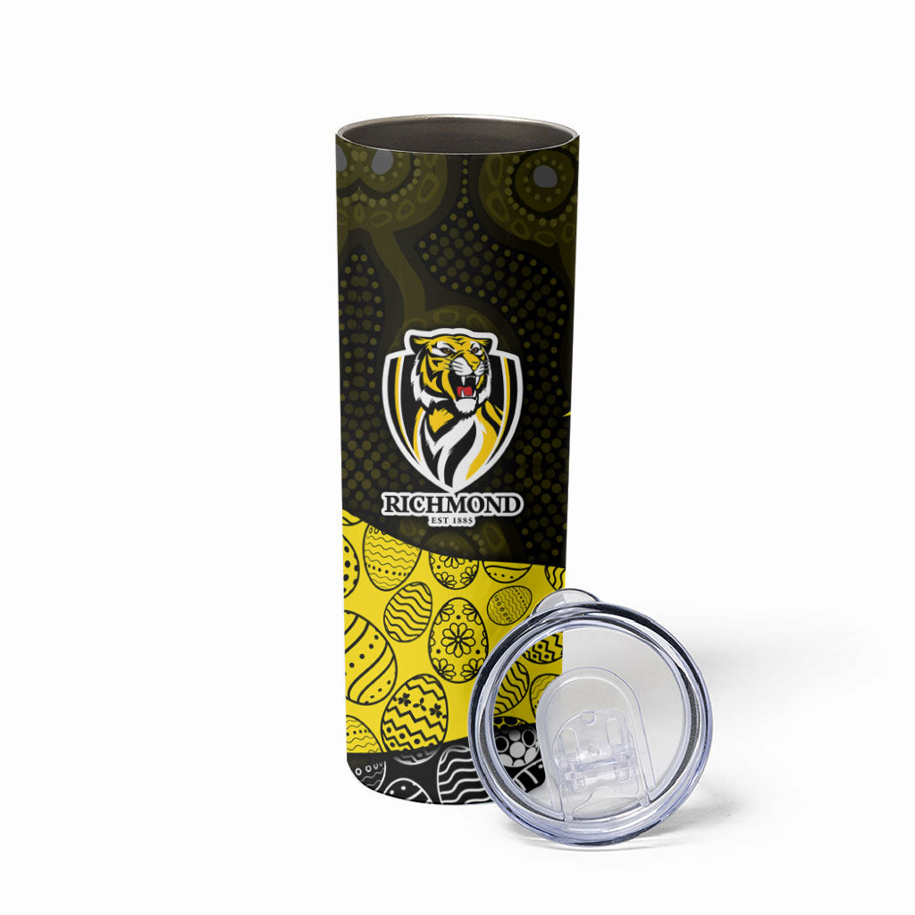 Personalized Richmond Football Skinny Tumbler Easter Egg Pattern Yellow Black Tribal Dot Art Style