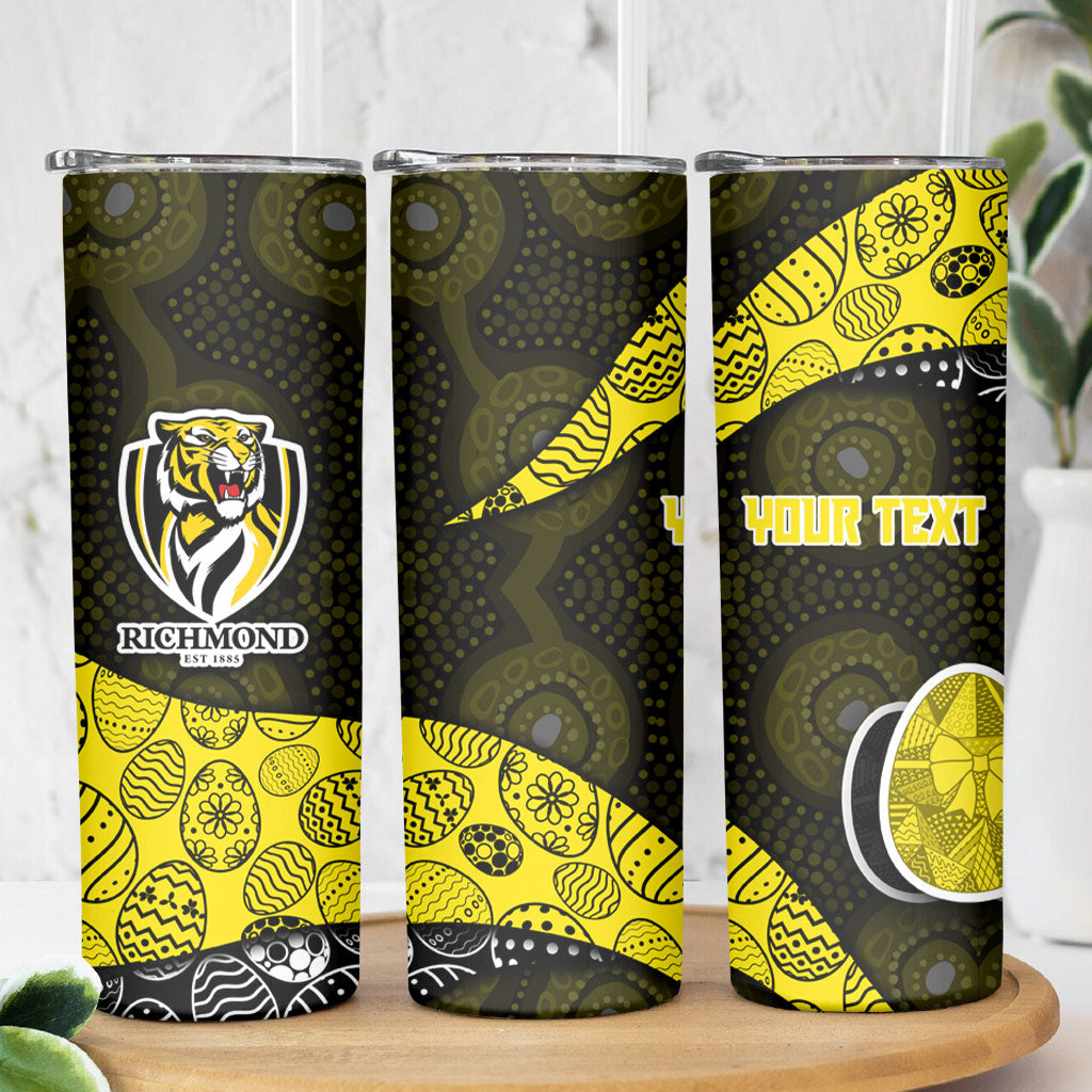 Personalized Richmond Football Skinny Tumbler Easter Egg Pattern Yellow Black Tribal Dot Art Style