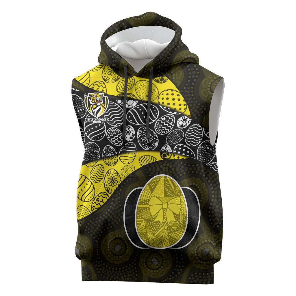 Personalized Richmond Football Sleeveless Hoodie Easter Egg Pattern Yellow Black Tribal Dot Art Style