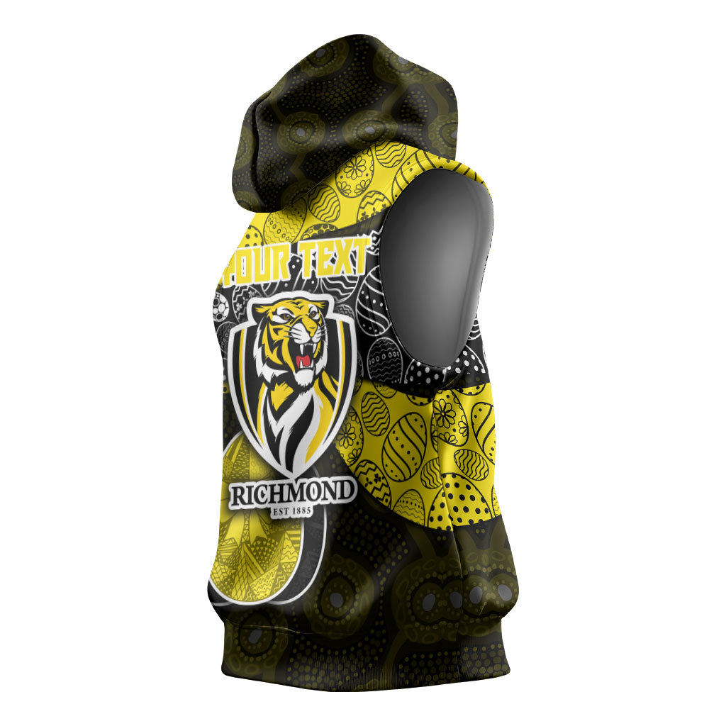Personalized Richmond Football Sleeveless Hoodie Easter Egg Pattern Yellow Black Tribal Dot Art Style