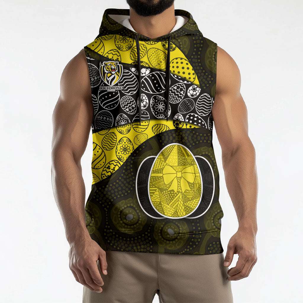 Personalized Richmond Football Sleeveless Hoodie Easter Egg Pattern Yellow Black Tribal Dot Art Style