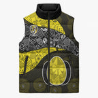 Personalized Richmond Football Sleeveless Puffer Jacket Easter Egg Pattern Yellow Black Tribal Dot Art Style