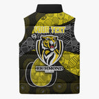 Personalized Richmond Football Sleeveless Puffer Jacket Easter Egg Pattern Yellow Black Tribal Dot Art Style