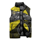 Personalized Richmond Football Sleeveless Puffer Jacket Easter Egg Pattern Yellow Black Tribal Dot Art Style