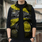 Personalized Richmond Football Sleeveless Puffer Jacket Easter Egg Pattern Yellow Black Tribal Dot Art Style