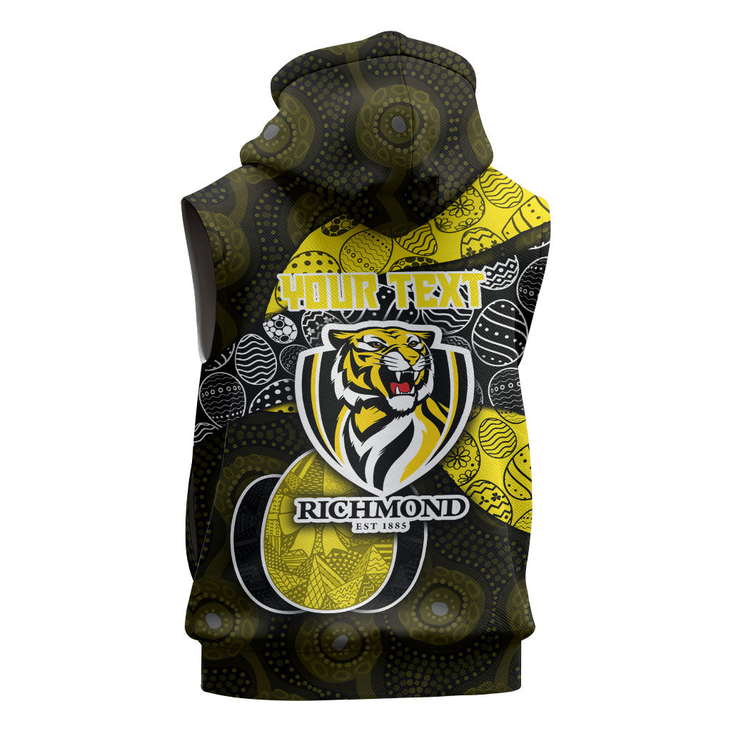 Personalized Richmond Football Sleeveless Zip Hoodie Easter Egg Pattern Yellow Black Tribal Dot Art Style