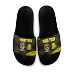 Personalized Richmond Football Slide Sandals Easter Egg Pattern Yellow Black Tribal Dot Art Style