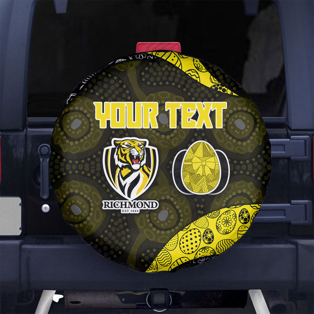 Personalized Richmond Football Spare Tire Cover Easter Egg Pattern Yellow Black Tribal Dot Art Style