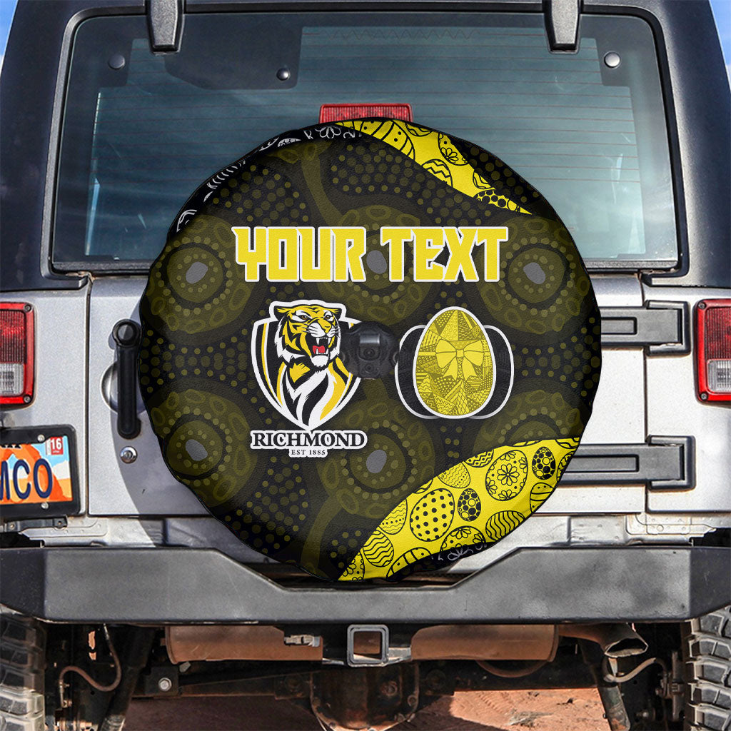 Personalized Richmond Football Spare Tire Cover Easter Egg Pattern Yellow Black Tribal Dot Art Style