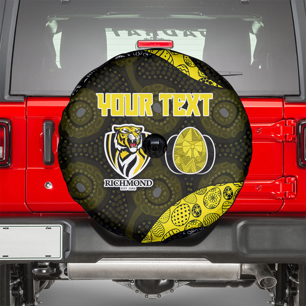 Personalized Richmond Football Spare Tire Cover Easter Egg Pattern Yellow Black Tribal Dot Art Style
