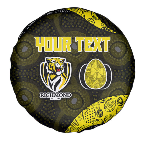 Personalized Richmond Football Spare Tire Cover Easter Egg Pattern Yellow Black Tribal Dot Art Style