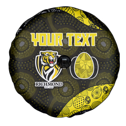 Personalized Richmond Football Spare Tire Cover Easter Egg Pattern Yellow Black Tribal Dot Art Style