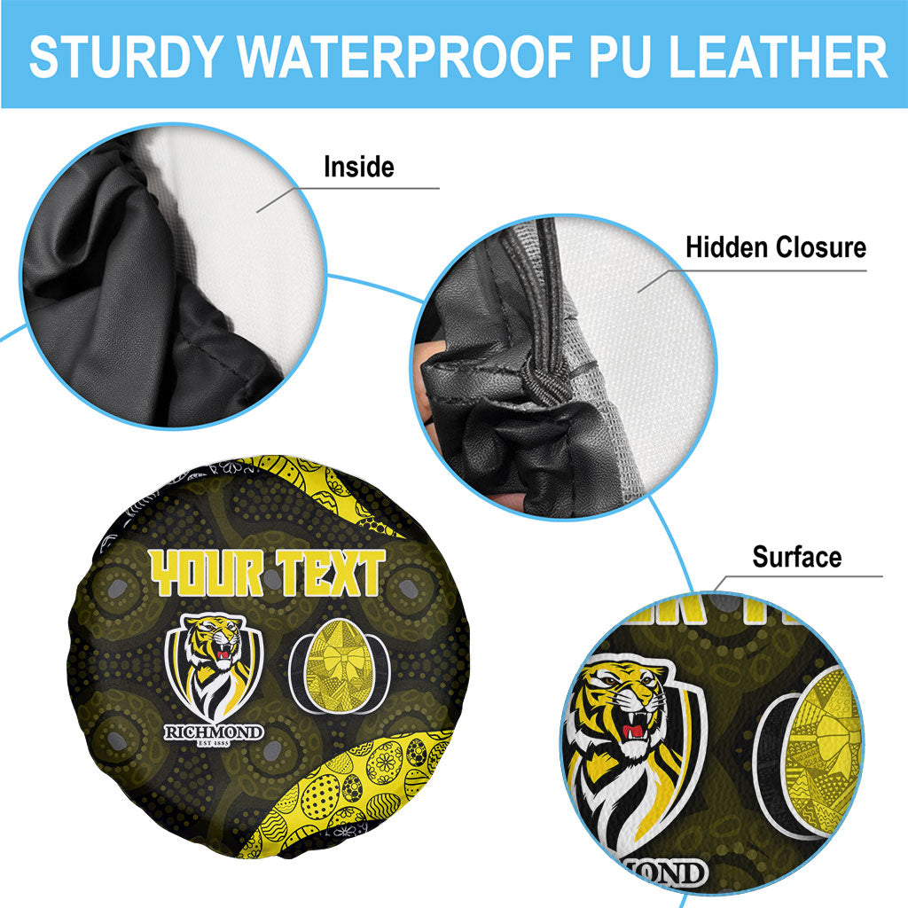 Personalized Richmond Football Spare Tire Cover Easter Egg Pattern Yellow Black Tribal Dot Art Style