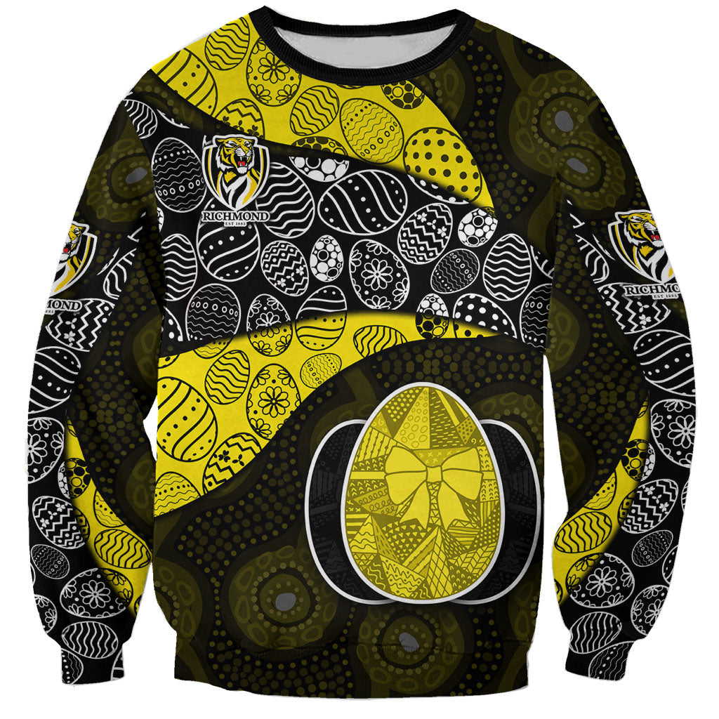 Personalized Richmond Football Sweatshirt Easter Egg Pattern Yellow Black Tribal Dot Art Style