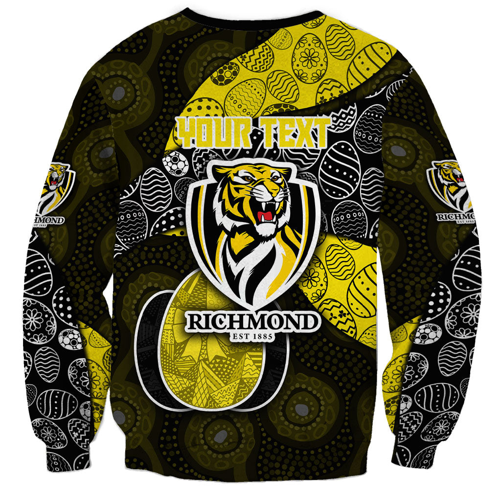 Personalized Richmond Football Sweatshirt Easter Egg Pattern Yellow Black Tribal Dot Art Style