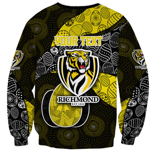 Personalized Richmond Football Sweatshirt Easter Egg Pattern Yellow Black Tribal Dot Art Style