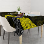 Personalized Richmond Football Tablecloth Easter Egg Pattern Yellow Black Tribal Dot Art Style