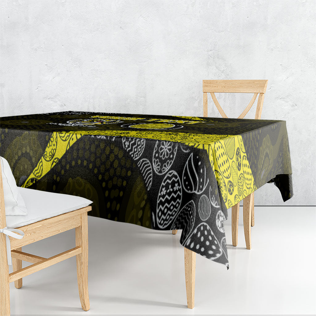 Personalized Richmond Football Tablecloth Easter Egg Pattern Yellow Black Tribal Dot Art Style