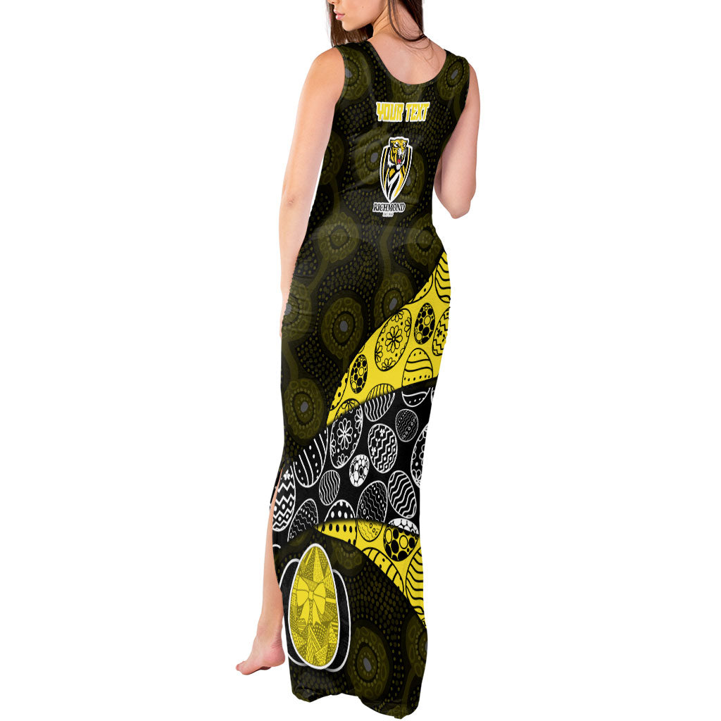 Personalized Richmond Football Tank Maxi Dress Easter Egg Pattern Yellow Black Tribal Dot Art Style