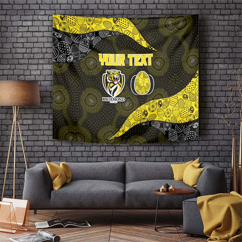 Personalized Richmond Football Tapestry Easter Egg Pattern Yellow Black Tribal Dot Art Style