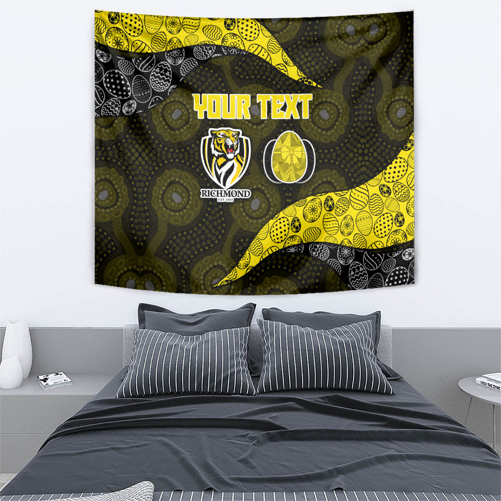 Personalized Richmond Football Tapestry Easter Egg Pattern Yellow Black Tribal Dot Art Style