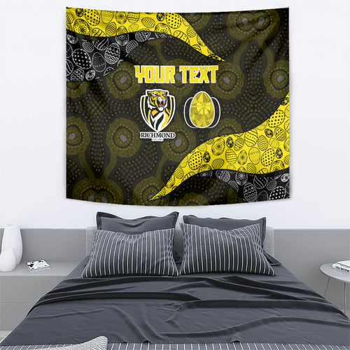 Personalized Richmond Football Tapestry Easter Egg Pattern Yellow Black Tribal Dot Art Style