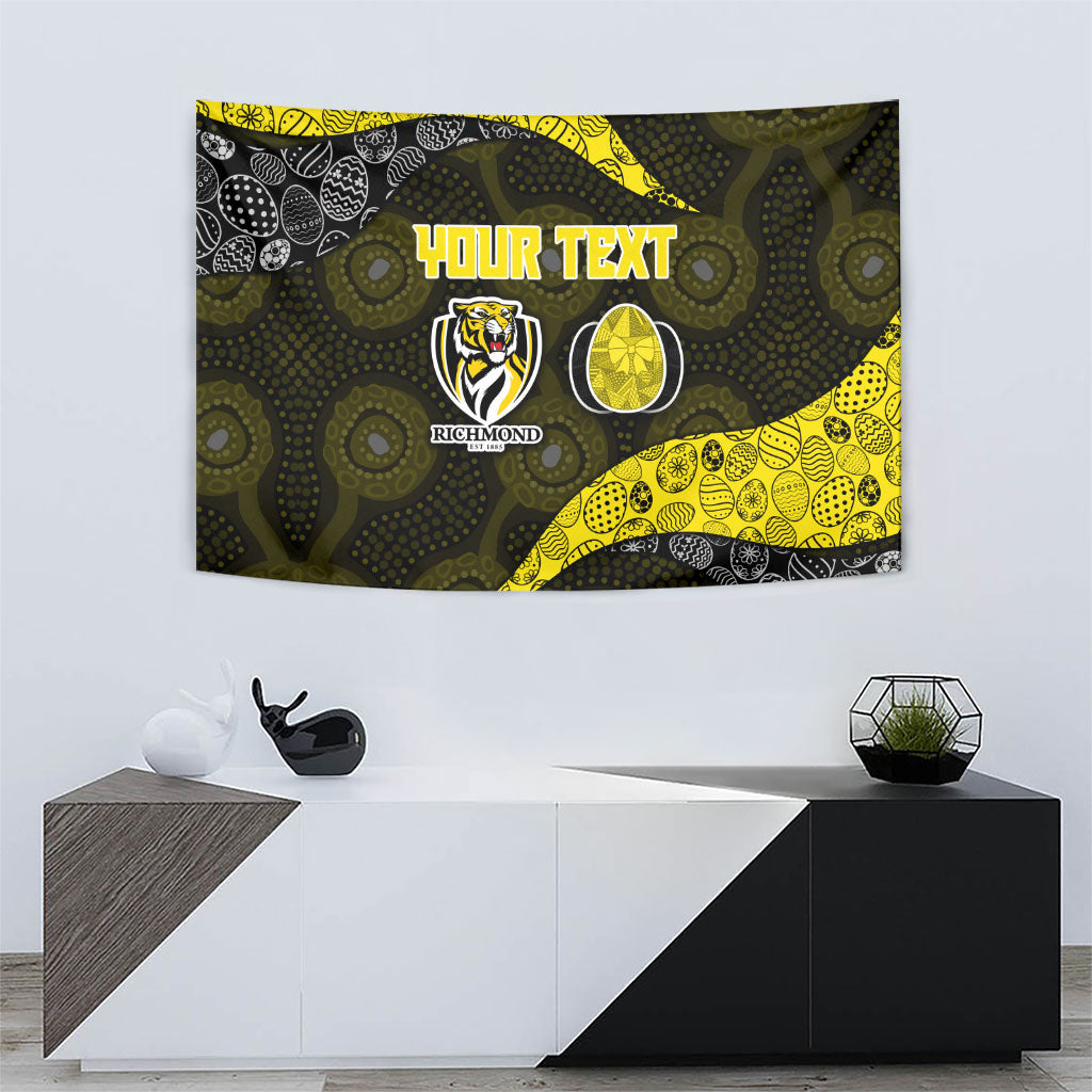 Personalized Richmond Football Tapestry Easter Egg Pattern Yellow Black Tribal Dot Art Style