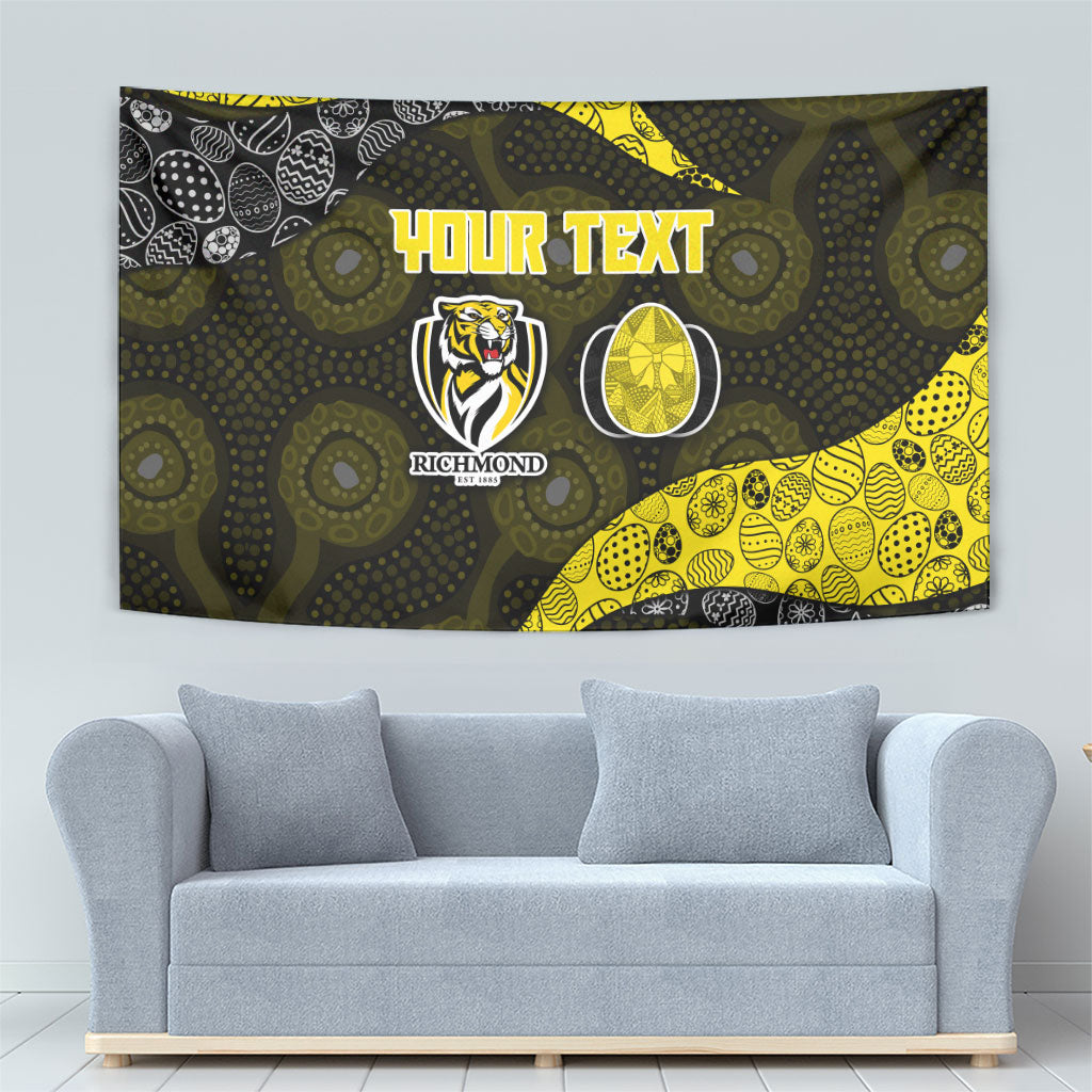 Personalized Richmond Football Tapestry Easter Egg Pattern Yellow Black Tribal Dot Art Style
