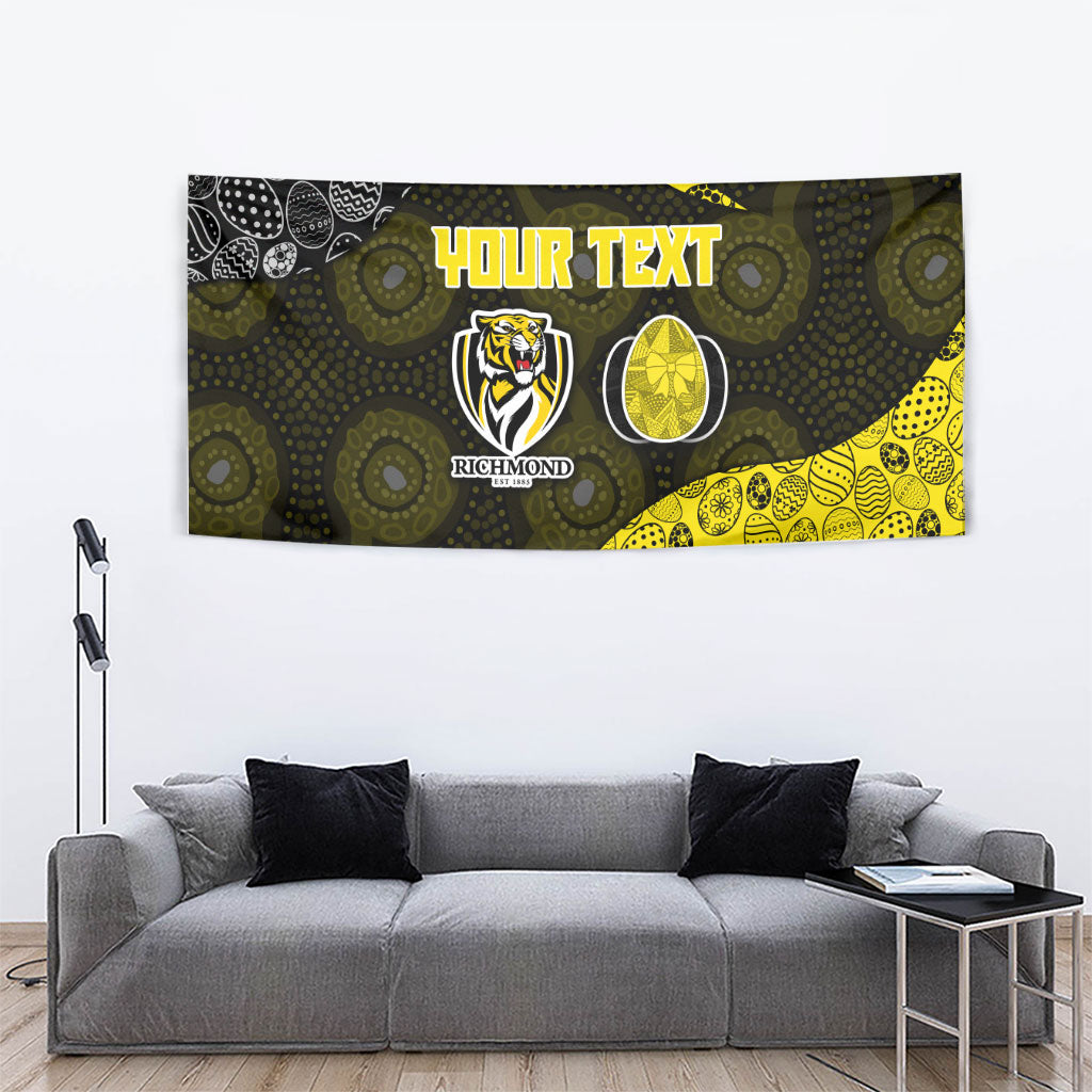 Personalized Richmond Football Tapestry Easter Egg Pattern Yellow Black Tribal Dot Art Style