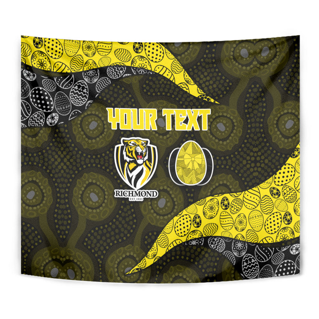 Personalized Richmond Football Tapestry Easter Egg Pattern Yellow Black Tribal Dot Art Style