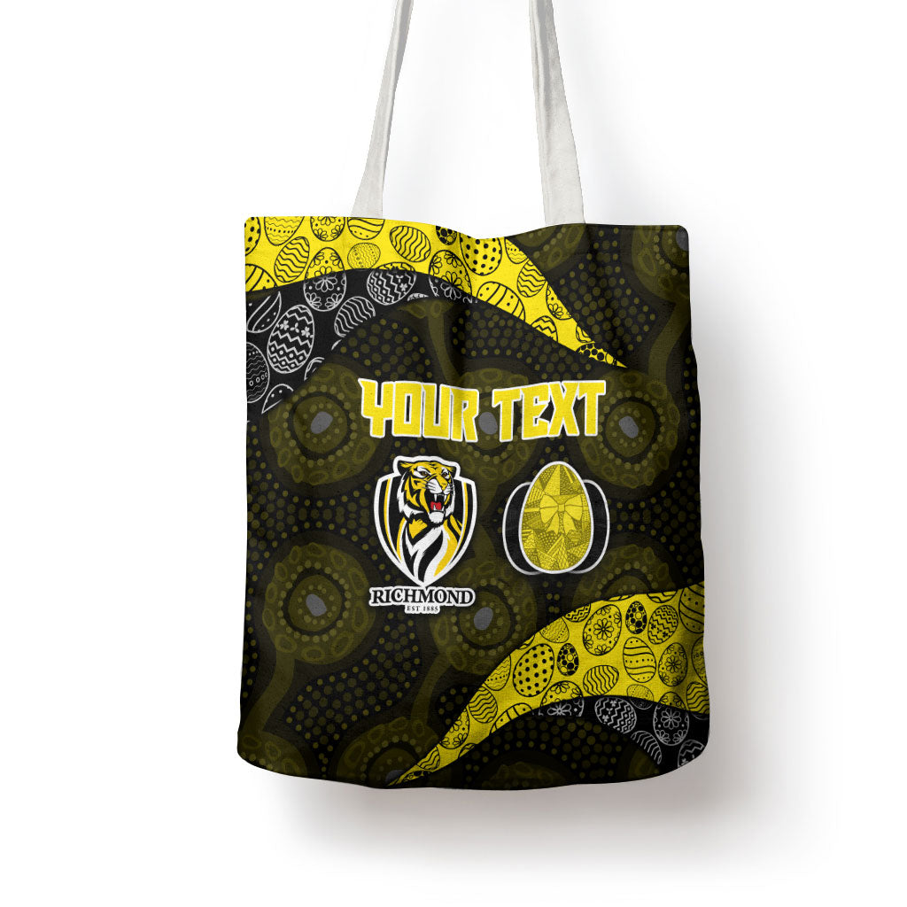 Personalized Richmond Football Tote Bag Easter Egg Pattern Yellow Black Tribal Dot Art Style