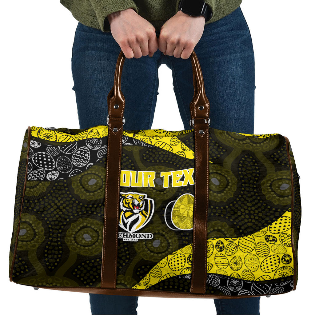 Personalized Richmond Football Travel Bag Easter Egg Pattern Yellow Black Tribal Dot Art Style