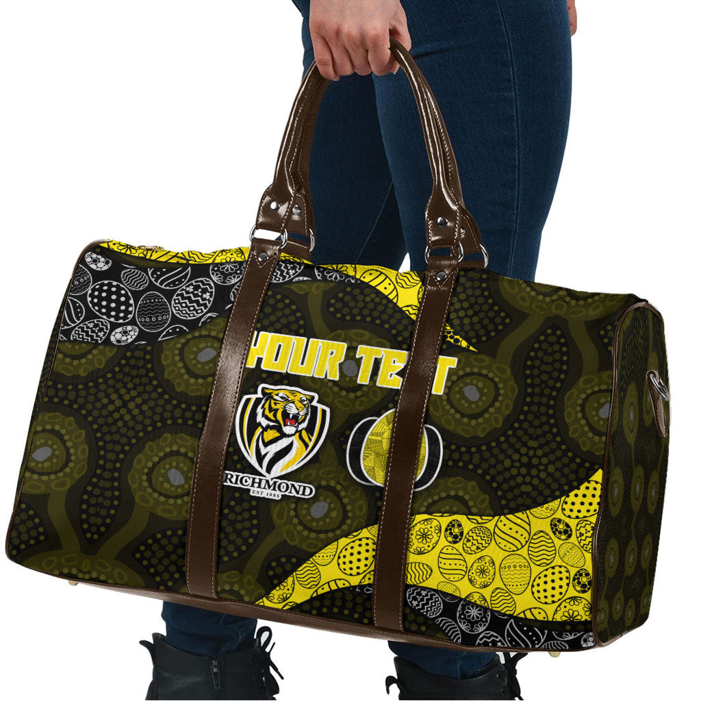 Personalized Richmond Football Travel Bag Easter Egg Pattern Yellow Black Tribal Dot Art Style