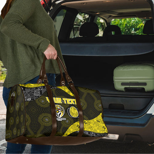 Personalized Richmond Football Travel Bag Easter Egg Pattern Yellow Black Tribal Dot Art Style