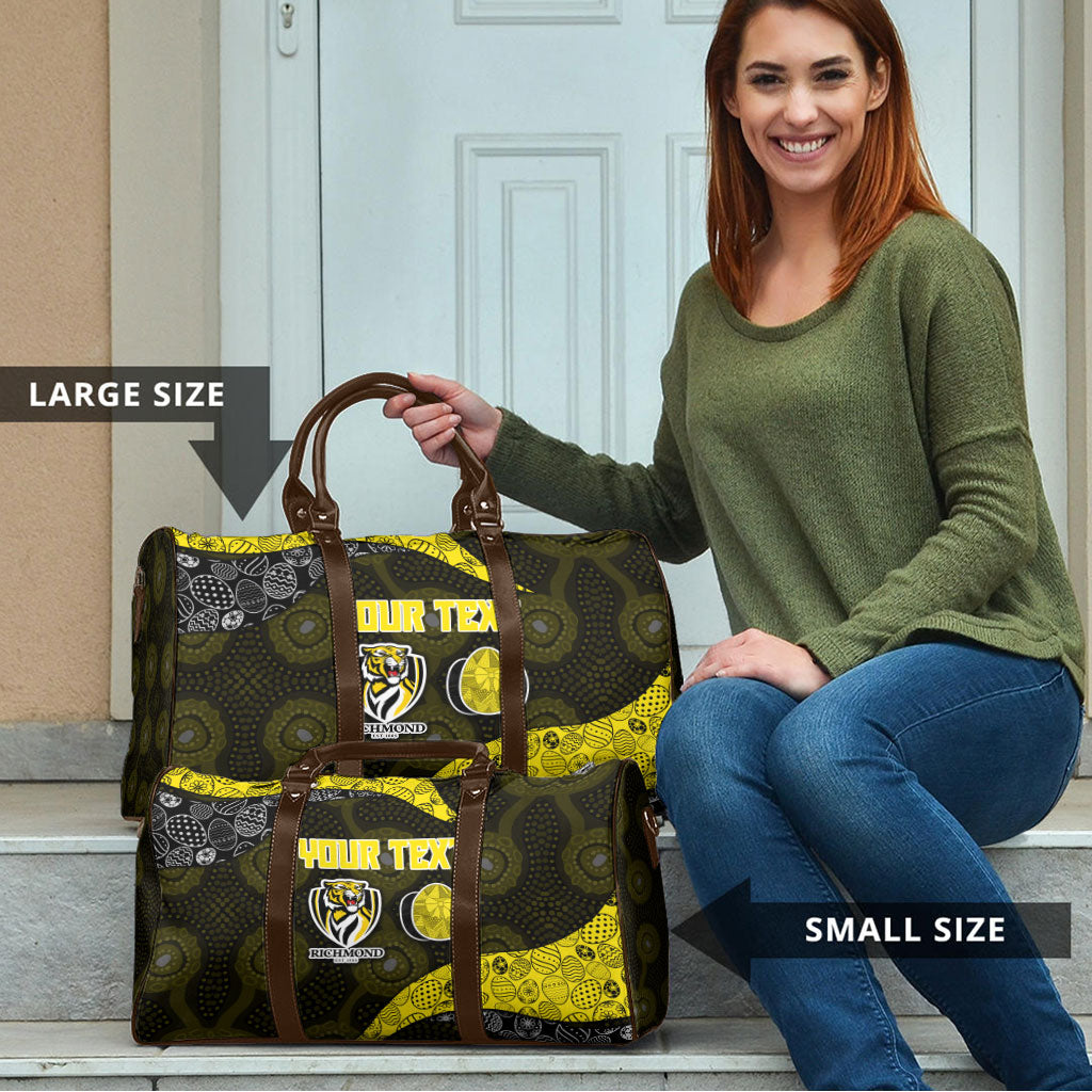 Personalized Richmond Football Travel Bag Easter Egg Pattern Yellow Black Tribal Dot Art Style