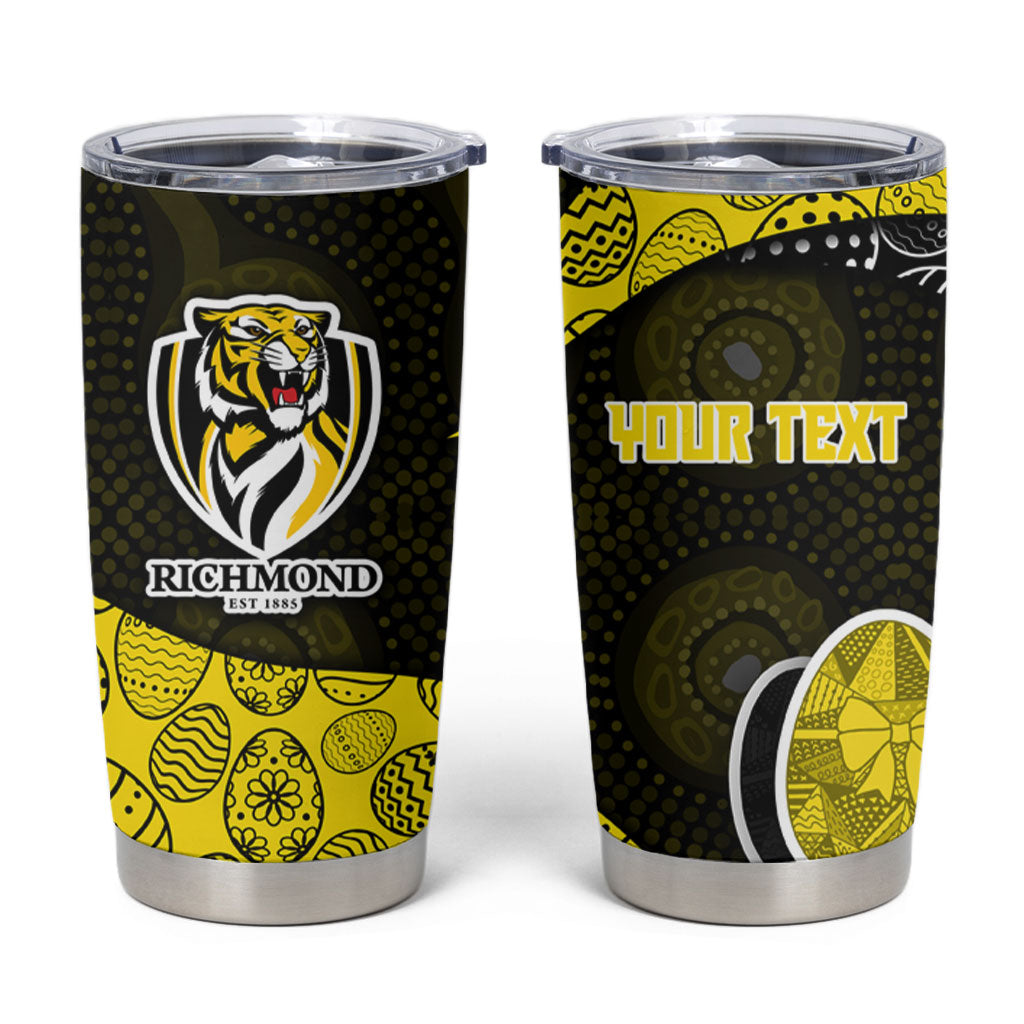 Personalized Richmond Football Tumbler Cup Easter Egg Pattern Yellow Black Tribal Dot Art Style