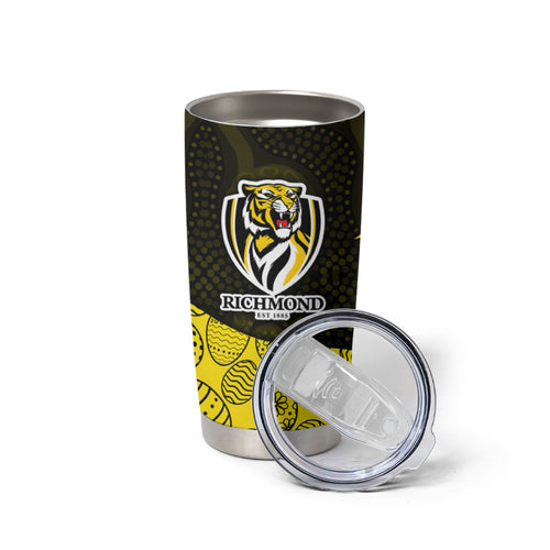 Personalized Richmond Football Tumbler Cup Easter Egg Pattern Yellow Black Tribal Dot Art Style