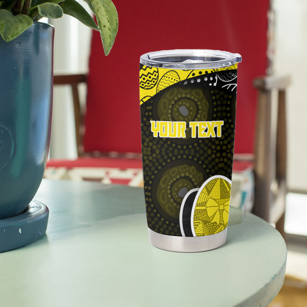 Personalized Richmond Football Tumbler Cup Easter Egg Pattern Yellow Black Tribal Dot Art Style