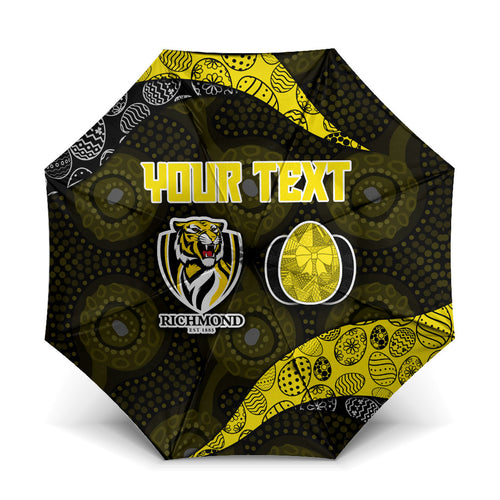 Personalized Richmond Football Umbrella Easter Egg Pattern Yellow Black Tribal Dot Art Style