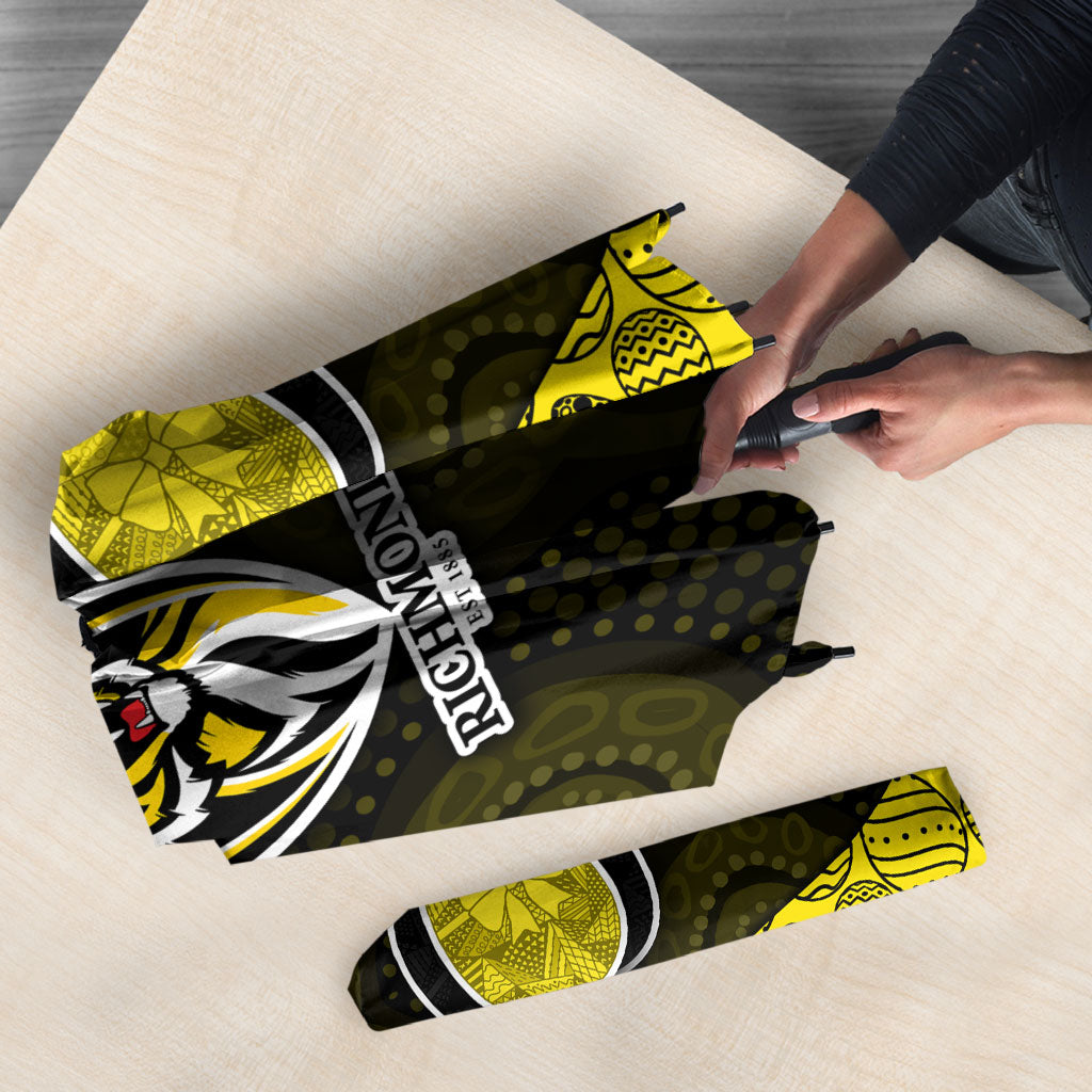 Personalized Richmond Football Umbrella Easter Egg Pattern Yellow Black Tribal Dot Art Style