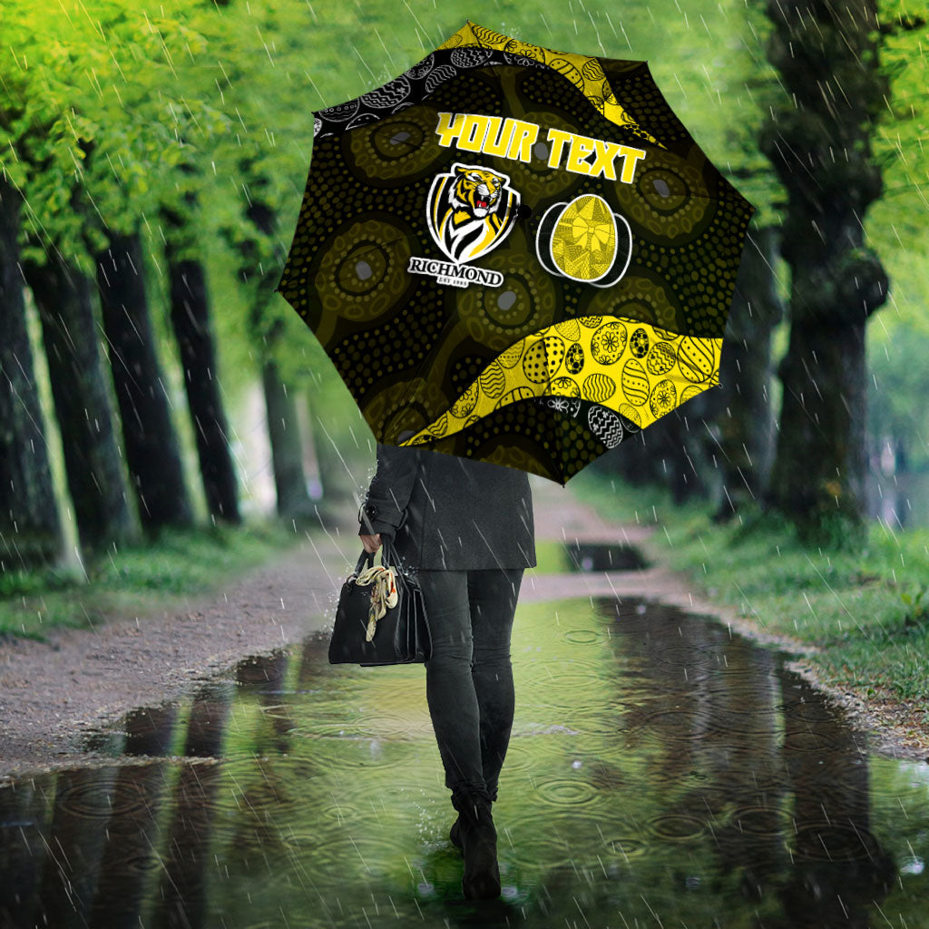 Personalized Richmond Football Umbrella Easter Egg Pattern Yellow Black Tribal Dot Art Style
